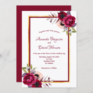 Convite Casamento de florais de ouro branco entrelaçado po