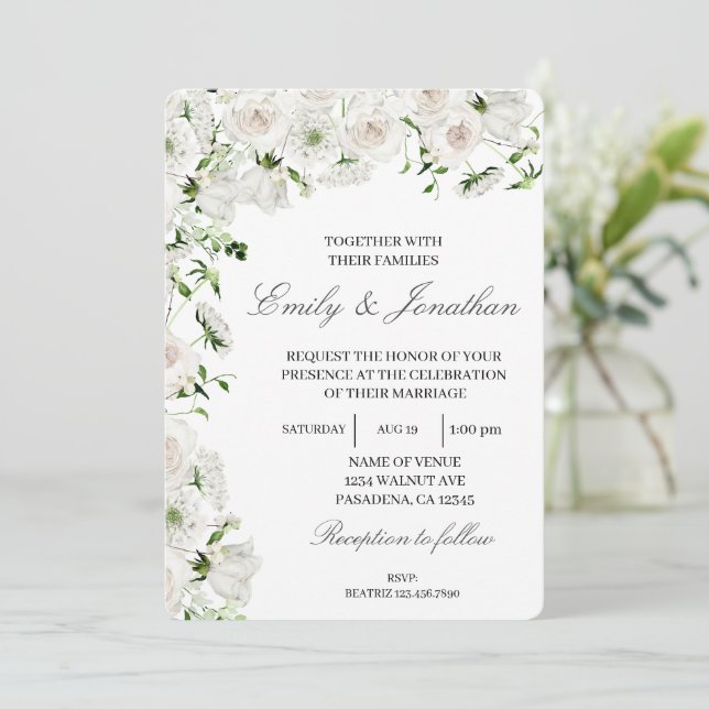 Convite Casamento de Floral (Em pé/Frente)