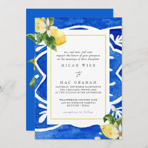 Convite Casamento de Floral e Limão do Mediterrâneo Elegan