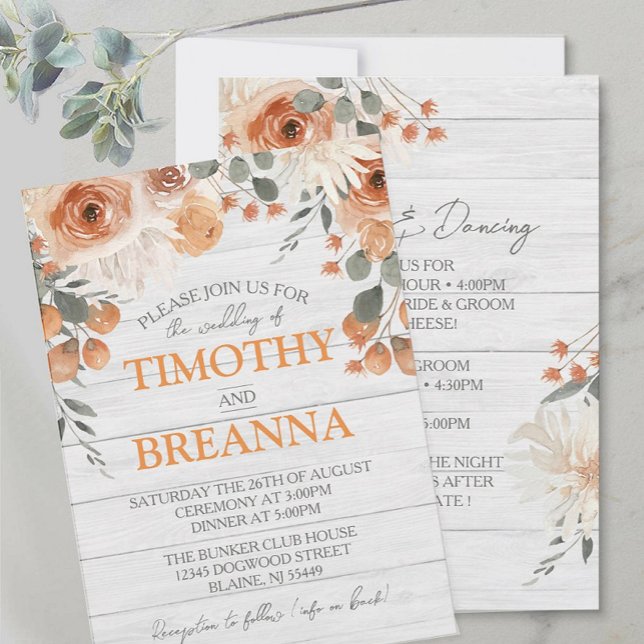 Convite Casamento de Floral e Madeira com Aquarela Elegant (Elegant Watercolor Floral & Wood Wedding Invitations : Boho Modern Flower Design)