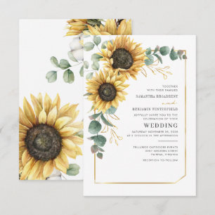 Convite Casamento de Floral Eucalipto Girassol Verdura