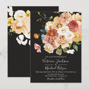 Convite Casamento de Floral Negro e Moody Garden
