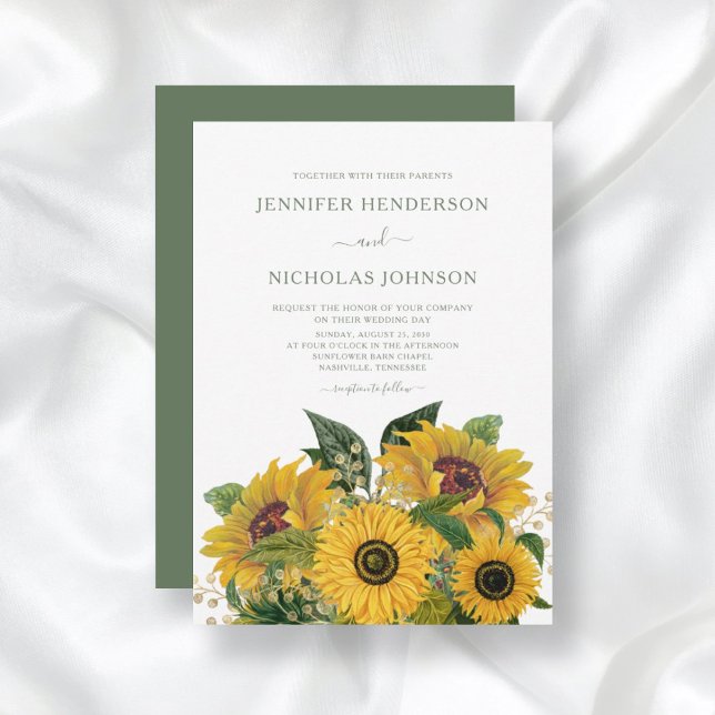 Convite Casamento de Floral Sunflower Elegante (Criador carregado)
