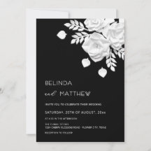 Casamento de Flores 3D em Preto e Branco 