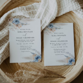 Convite Casamento de Flores Aquáticas de Boho Moderno Eleg