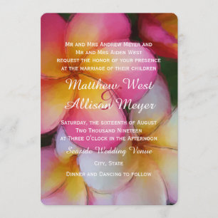 Convite Casamento de Flores Aquáticas Frangipani Plumeria