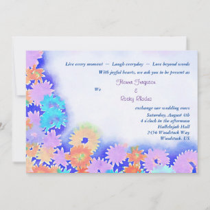 Convite Casamento de Flores Arco-íris Boho Multi Cores