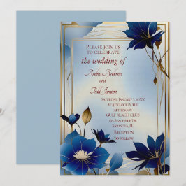 Convite Casamento de flores azuis