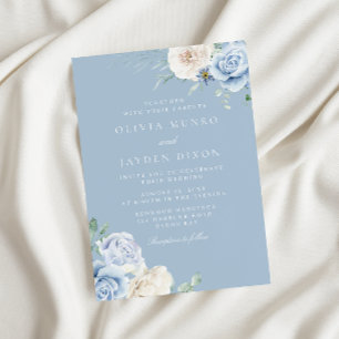 Convite Casamento de Flores Azuis Azuis Céu Azul