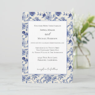 Convite Casamento de Flores Azuis Bonitas