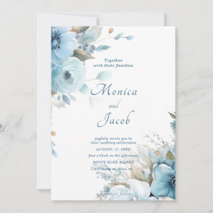 Convite Casamento de Flores Azuis Claro