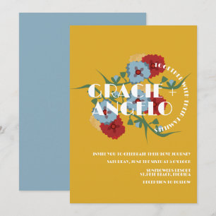 Convite Casamento de Flores Azuis de Mostarda Mexicana