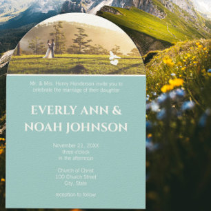 Convite Casamento de Flores Azuis e Abelhas de Arch Silver