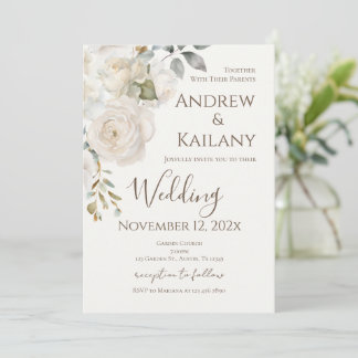 Convite Casamento de Flores Bege