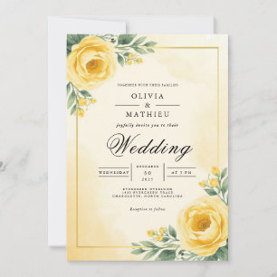 Convite Casamento De Flores Botânicas De Flor De ouro