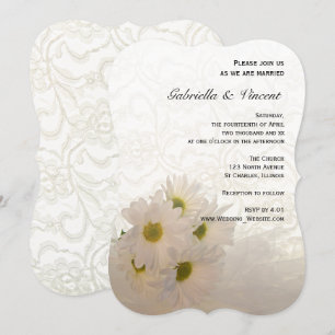 Convite Casamento de Flores Brancas e Daisy