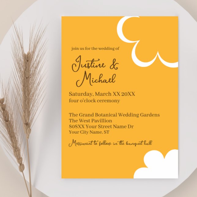 Convite Casamento de Flores Brancas e Laranja (Criador carregado)