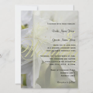 Convite Casamento de flores brancas esbeltas de azálea
