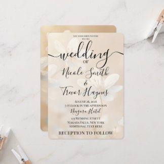 Convite Casamento de Flores Brancas Sépia Personalizado