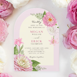 Convite Casamento de flores cor-de-rosa