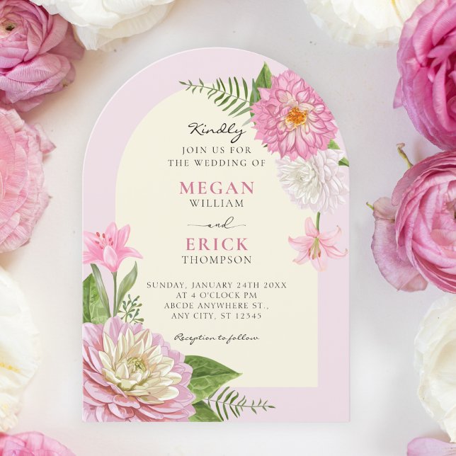 Convite Casamento de flores cor-de-rosa (Criador carregado)
