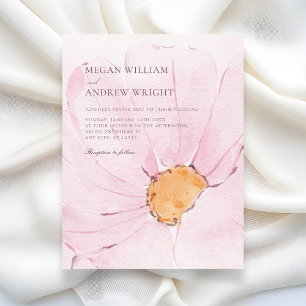Convite Casamento de flores cor-de-rosa estéticas em flor