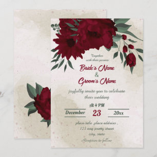 Convite Casamento de flores da Borgonha