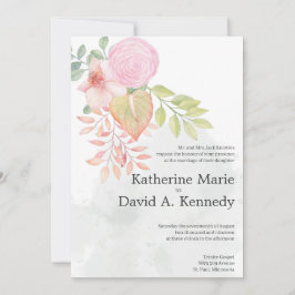 Convite Casamento de Flores de Aquarela Bonita Boho