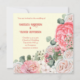 Convite Casamento de Flores de Aquarela Elegante