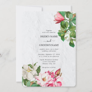 Convite Casamento de Flores de Aquarela Magnolia