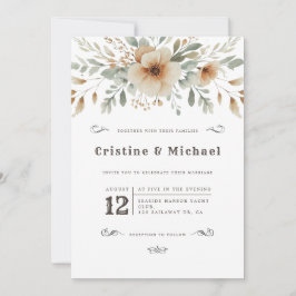 Convite Casamento de flores de aquarela ocidentais