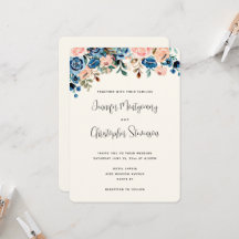 Casamento de Flores de Aquarela Rosa e Azul