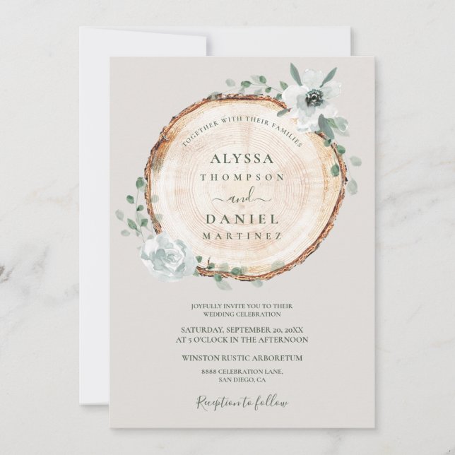 Convite Casamento de Flores de Aquarela Rustic Woodland (Frente)