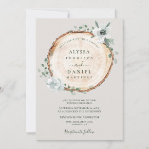 Convite Casamento de Flores de Aquarela Rustic Woodland