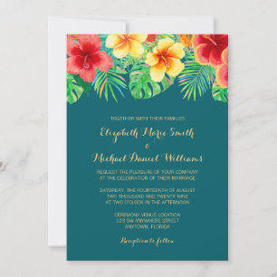 Convite Casamento de Flores de Aquarela Tropical