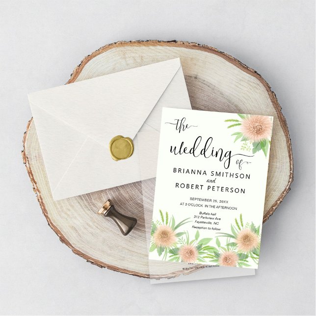 Convite Casamento de Flores de Aster Floral bonito (Criador carregado)