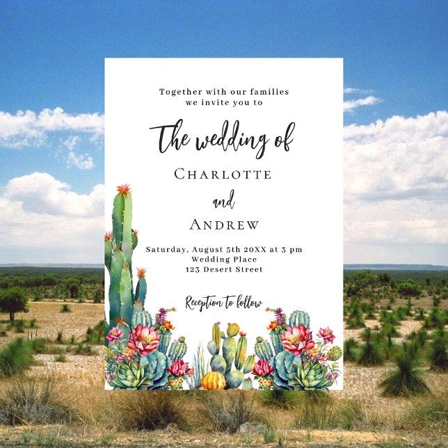 Convite Casamento de flores de Cactus (Criador carregado)