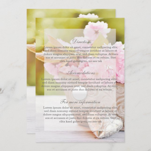 Convite Casamento de Flores de Cereja-Pink (Frente/Verso)