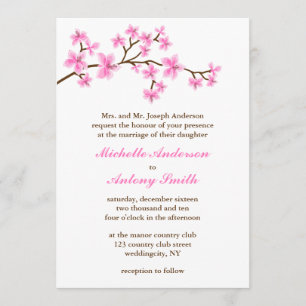 Convite Casamento de flores de cerejeira rosa