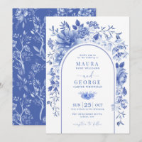 Casamento de Flores de Chinoiserie Branca Arch Azu