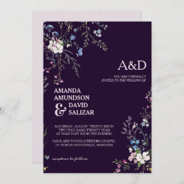 Convite Casamento de Flores de Densidade Elegante e Românt