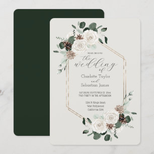 Convite Casamento De Flores De Emerald Green E Creme