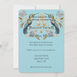 Convite Casamento de Flores de Hydrangea Blue Hummingbird