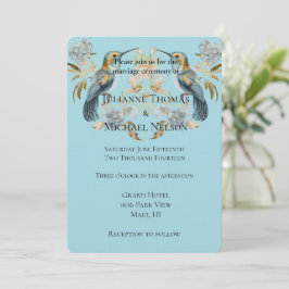 Convite Casamento de Flores de Hydrangea Blue Hummingbird