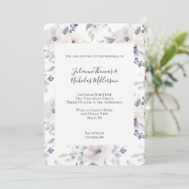 Convite Casamento de Flores de Lavanda de Marfim Roxo boni