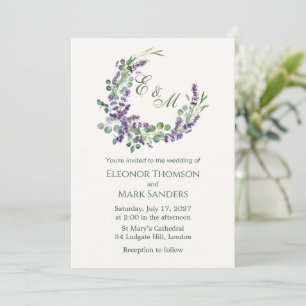 Convite Casamento de Flores de Lavandas de Folhagem Eucaly