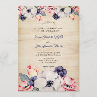 Convite Casamento de flores de mirtilo de mirtilo de Madei