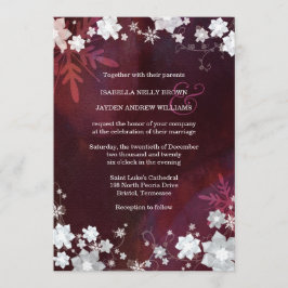 Convite Casamento de Flores de Neve da Elegância de invern