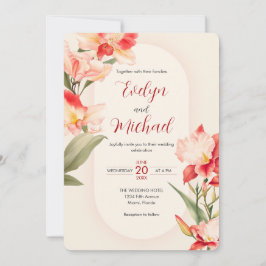 Convite Casamento de Flores de Orquídeas Vermelhas Elegant