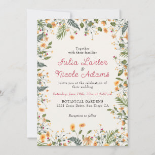 Convite Casamento de Flores de Pedônias de Daffodils Botân